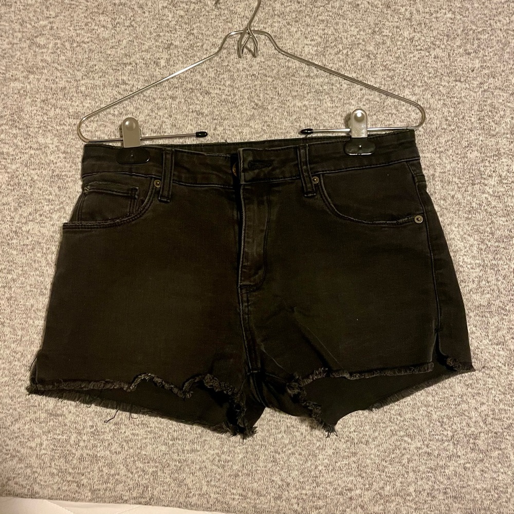 Dark Gray Denim High Rise Boyfriend Women Shorts